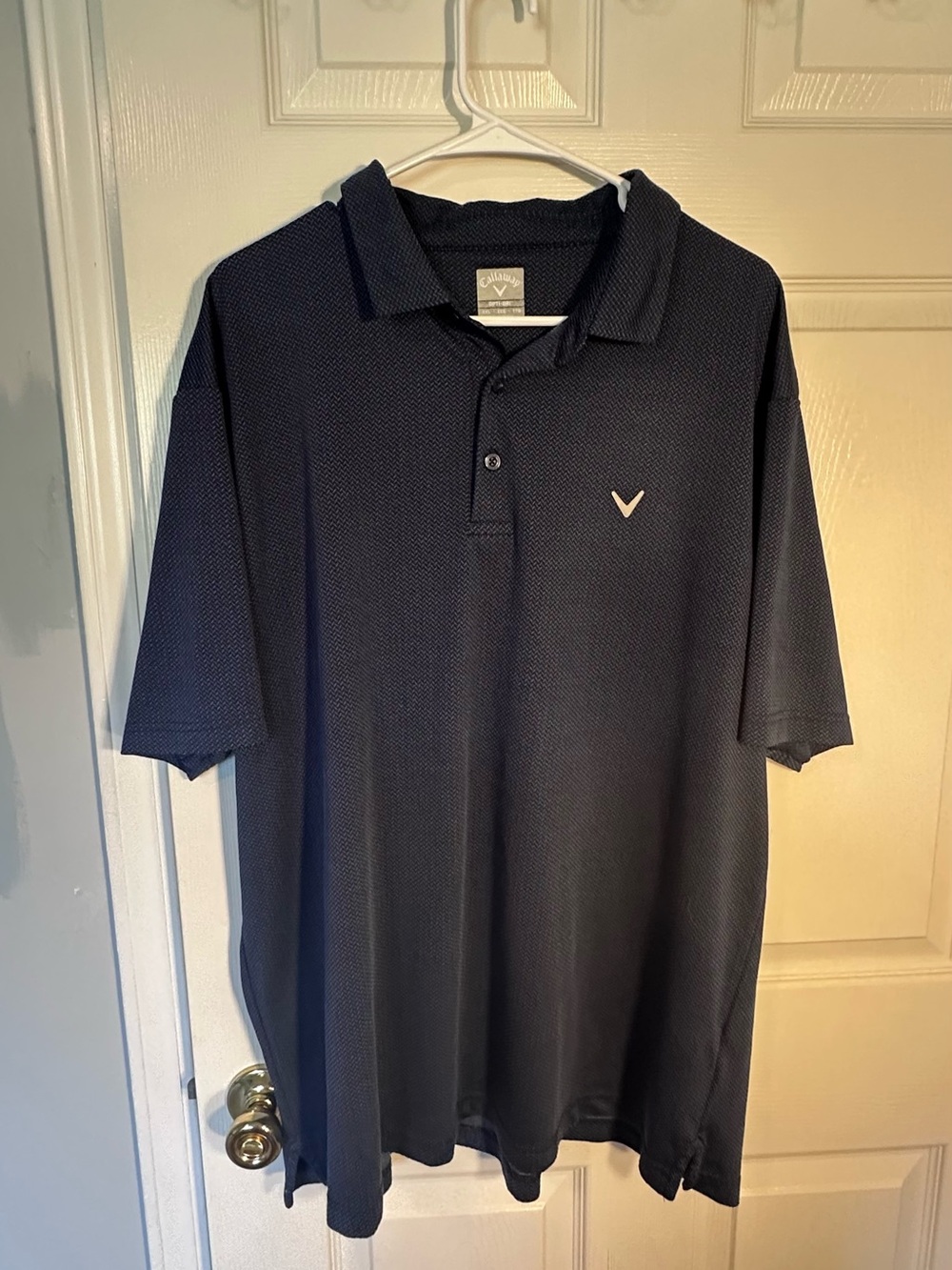 Callaway Opti-Dri Men XXL Golf Moisture Wicking Dark Navy Herringbone Perf Polo